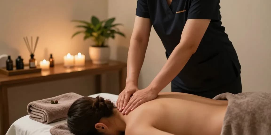 Massage therapy session in a serene spa with Swedish massage focus