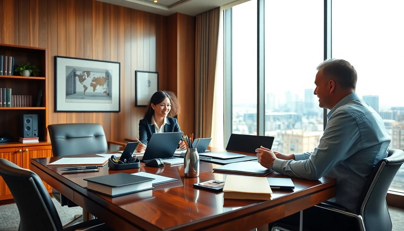 Business coach Sacramento providing insights during a strategy session in a professional office.