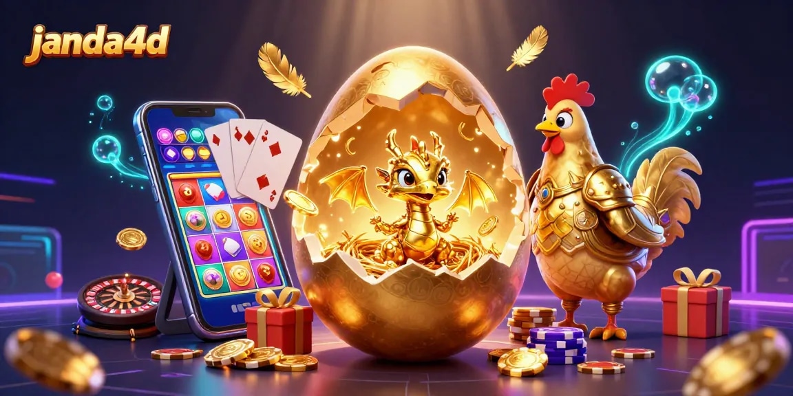 Permainan janda4d penuh keberuntungan dengan naga emas dan koin yang melimpah.