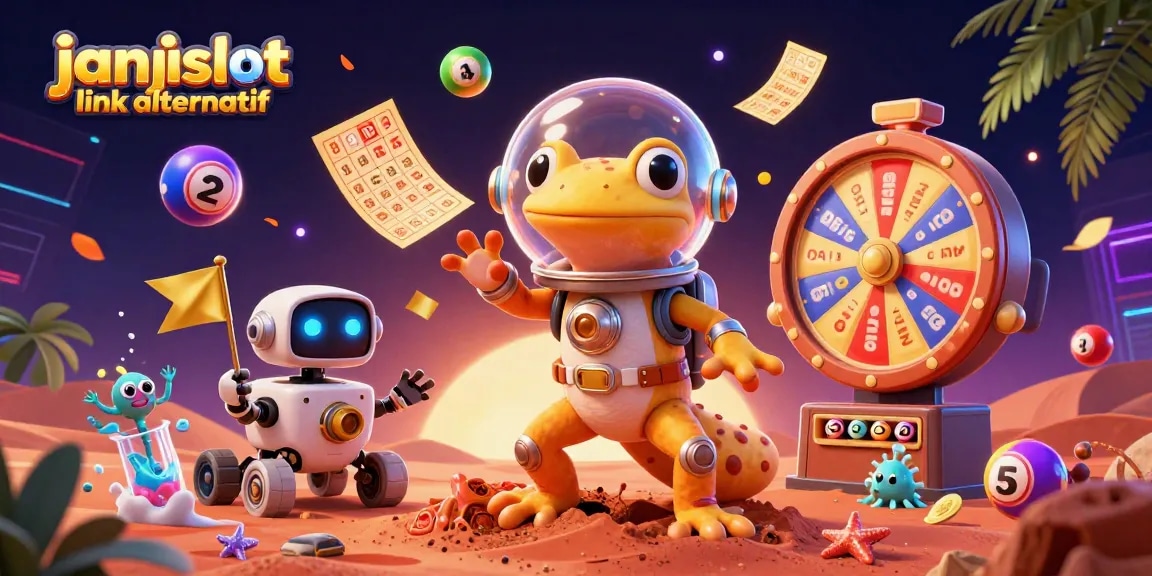 Engage with janjislot link alternatif showcasing a vibrant casino scene with a Martian gecko discover gold!