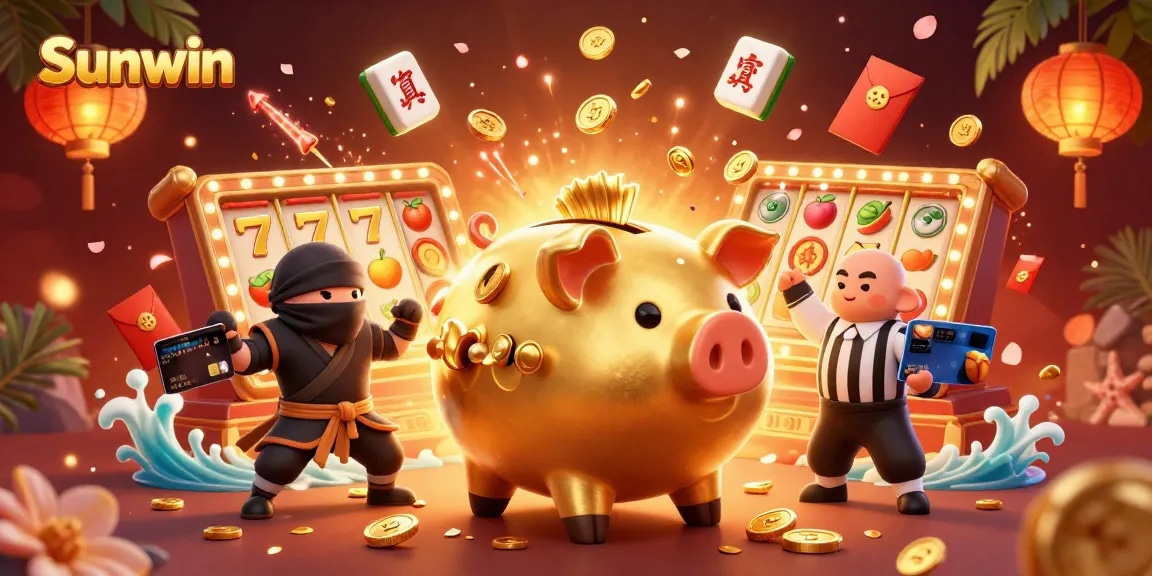 Experience casino excitement with Sunwin's golden piggy bank and dynamic gambling action.