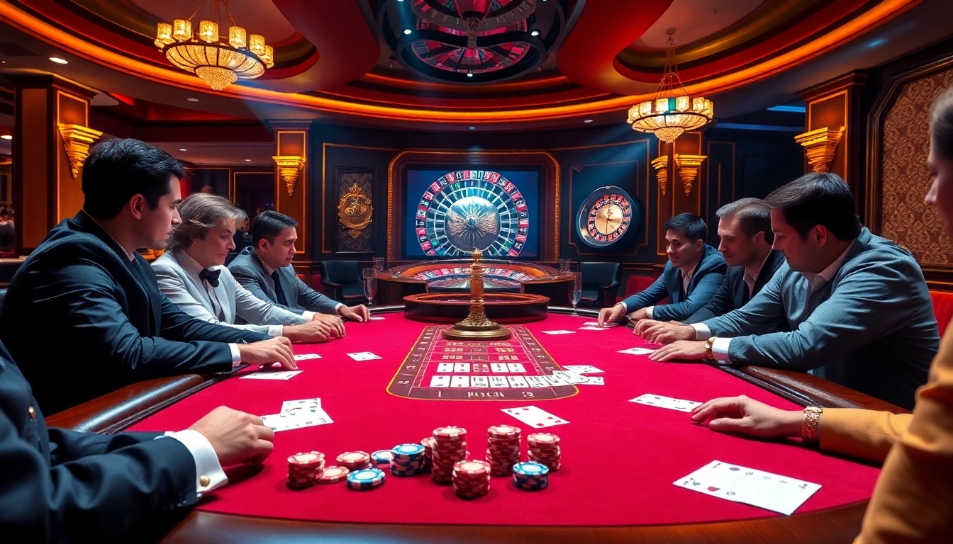 Engaged players at a luxurious poker table showcasing winning strategies on https://ev882.sa.com/.