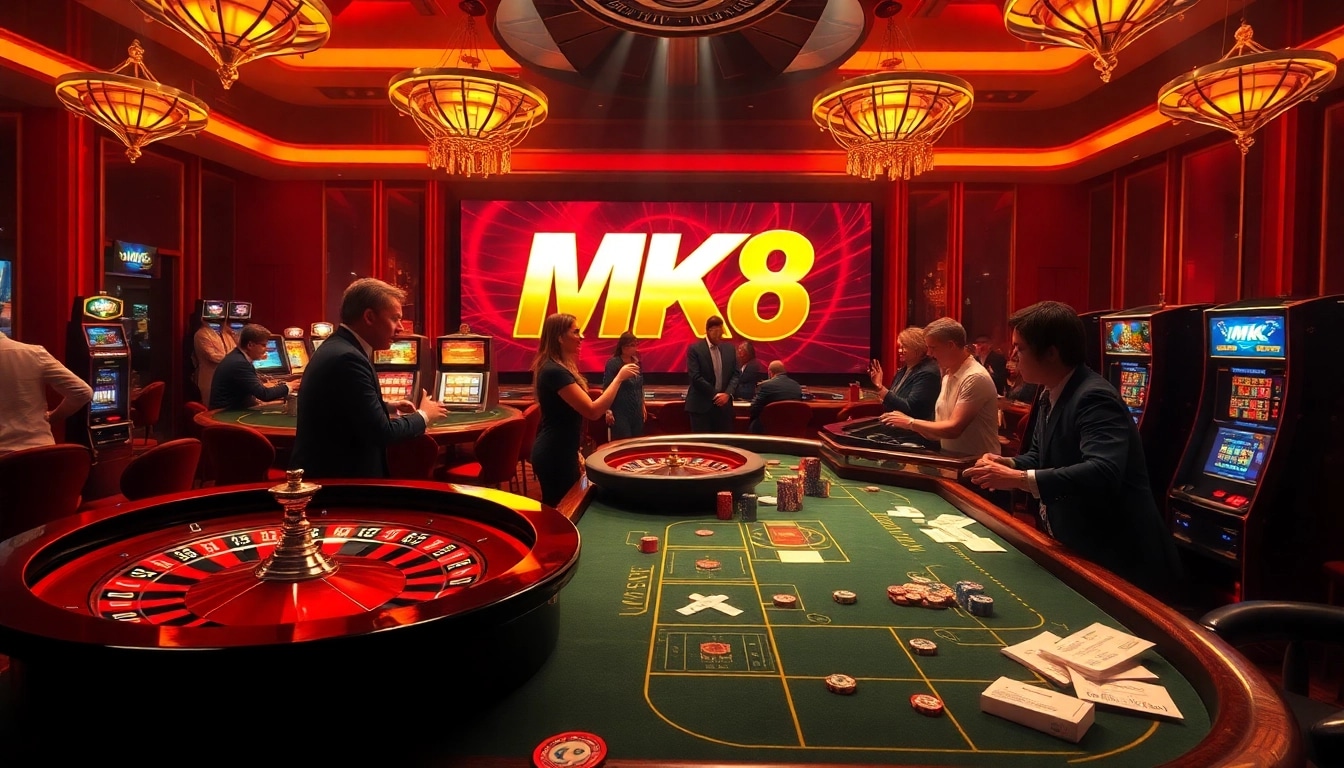 Experience the thrill of MK8 gambling at a luxurious casino with roulette and poker.