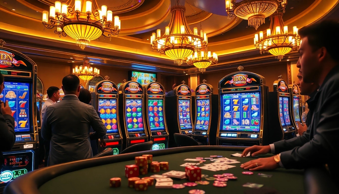 Experience the thrill of idn slot machines in a vibrant casino setting with eager players.