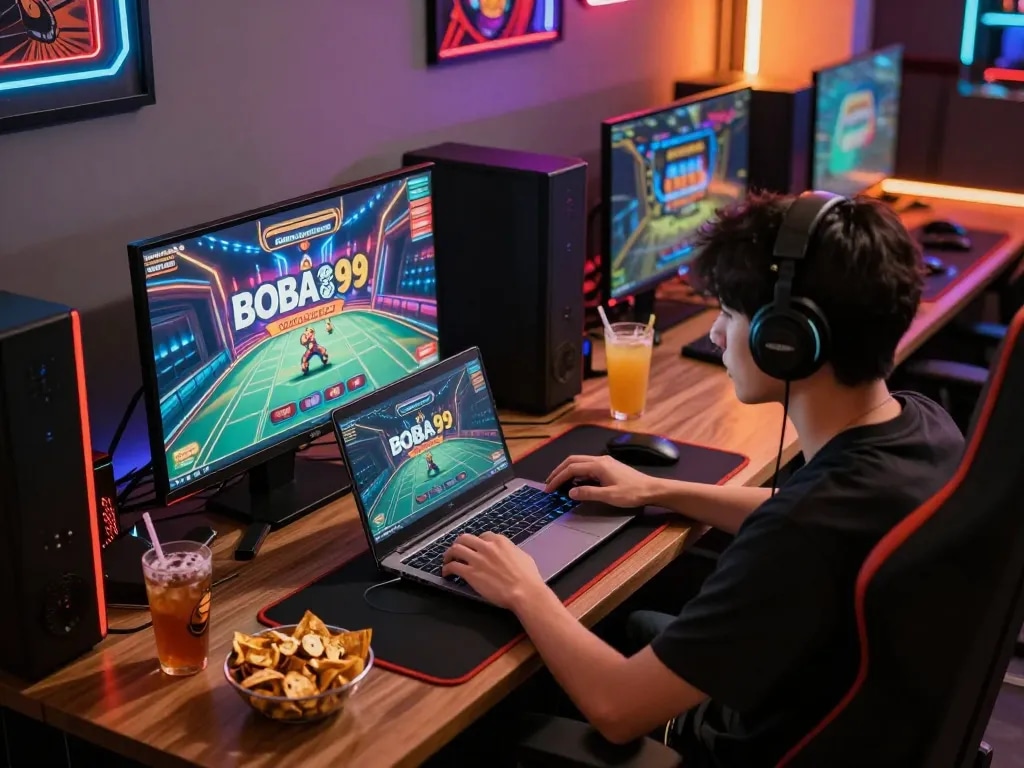 Pemain menikmati sesi yang mengasyikkan di Boba99 dengan wawasan strategi terlihat di layar.
