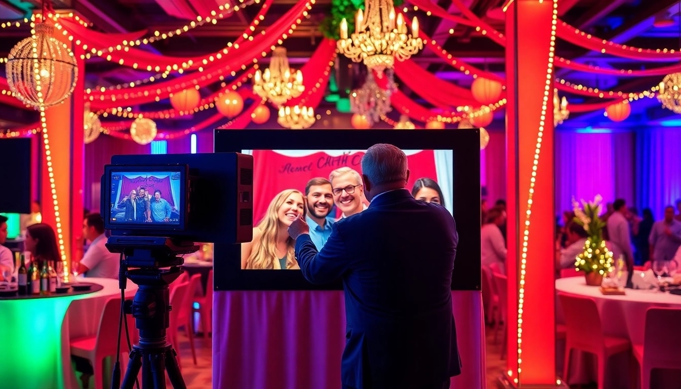Capture fun moments at a photo booth chicago with a vibrant backdrop and joyful atmosphere.