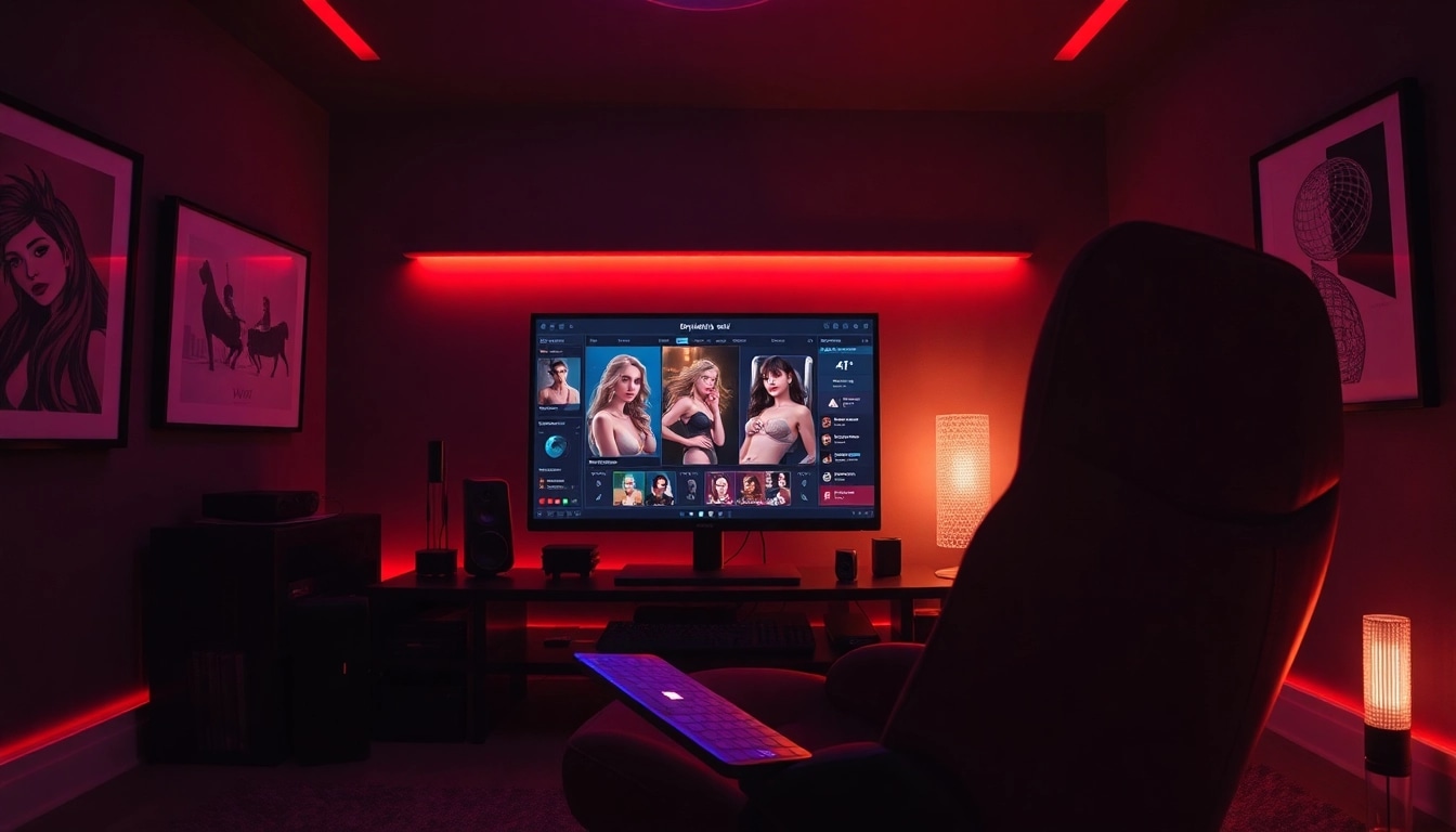 Engaging scene of a modern gaming setup for sex games ai, featuring interactive elements and immersive atmosphere.