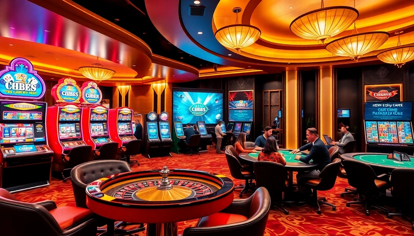 Experience the excitement of gambling at https://ok88.tech/ with a vibrant casino atmosphere featuring slot machines and poker.
