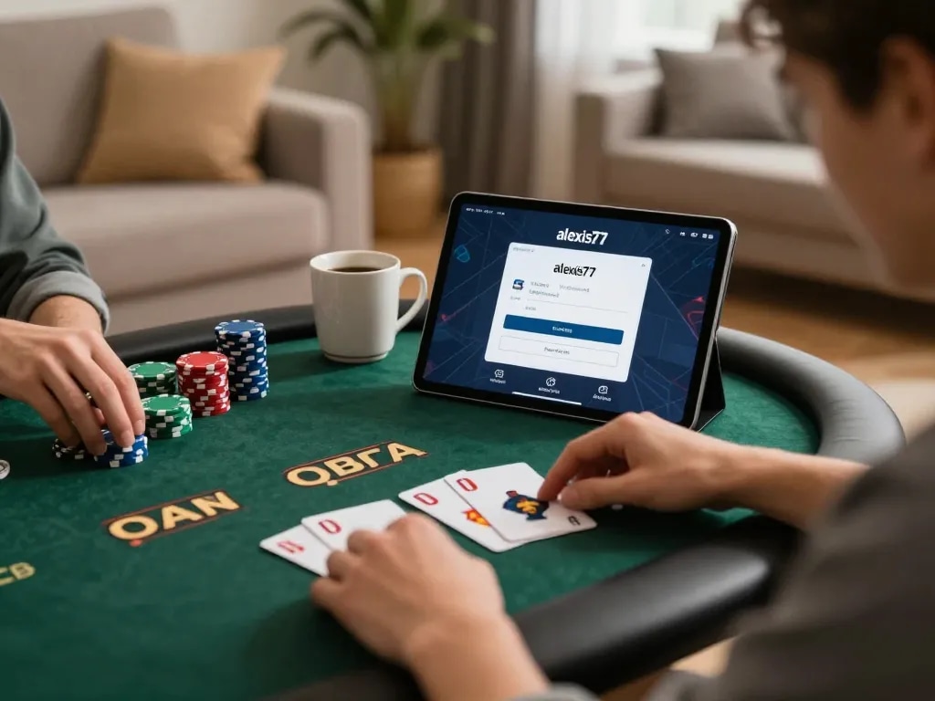 Experience a seamless alexis77 login for online poker gameplay in a cozy living room with engaging visuals.