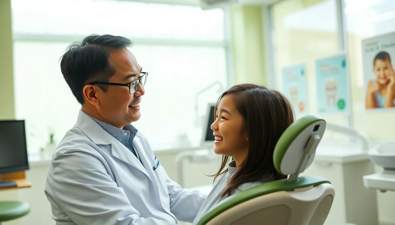 Orthodontist Edmonton in a modern clinic with a young smiling patient and advanced equipment.
