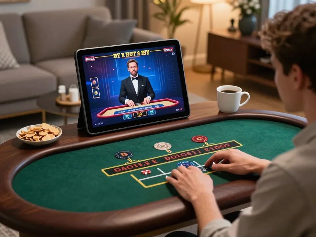Engage with 79kingvnc online casino through an interactive gaming tablet experience in a cozy setting