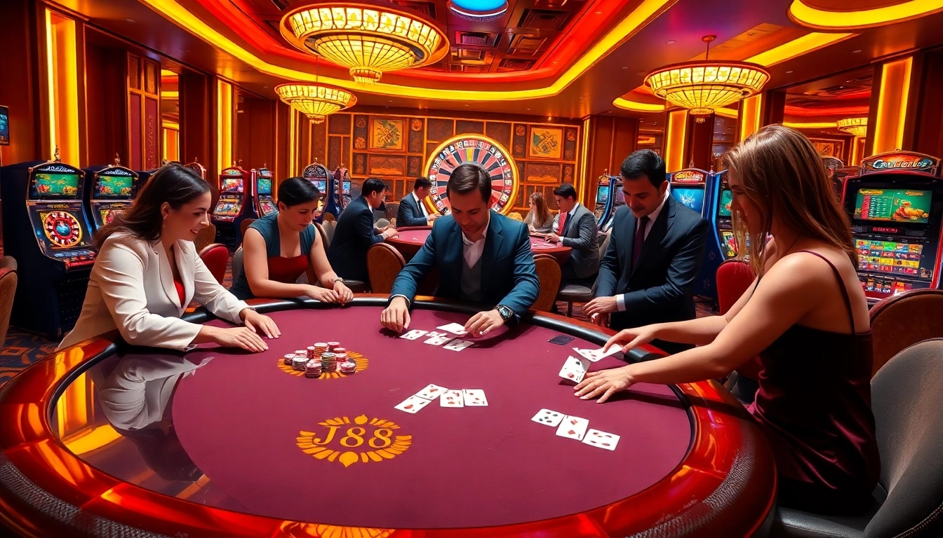 Experience thrilling casino action with J88 poker tables and luxurious slot machines.