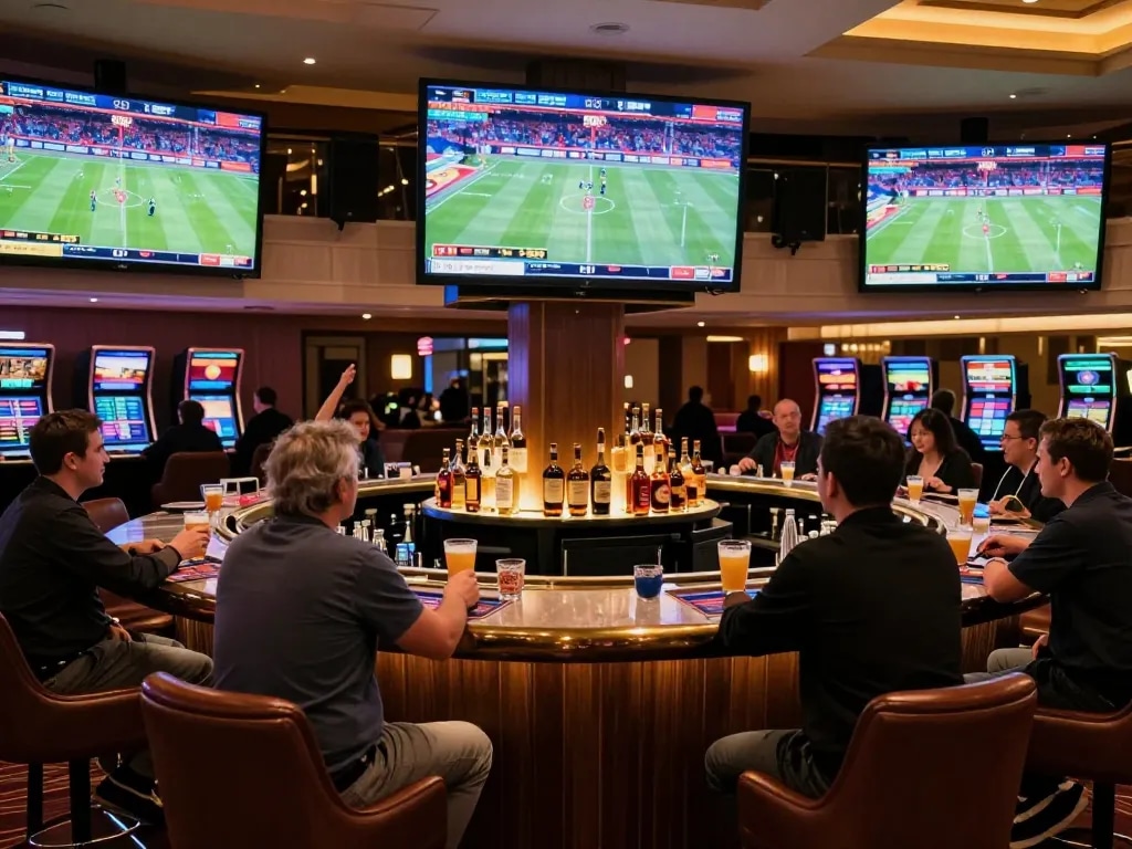 Watch enthusiastic gamblers place bets at https://56win.bid/ sports betting lounge, showcasing lively interaction and excitement.