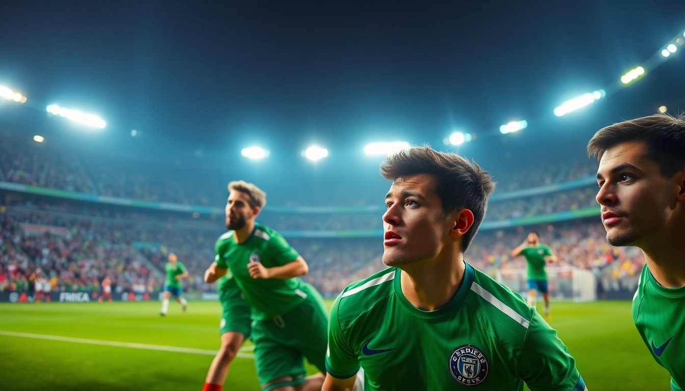 Catch the thrilling action of ผลบอลเมื่อคืนนี้ทุกลีก during an intense soccer match.