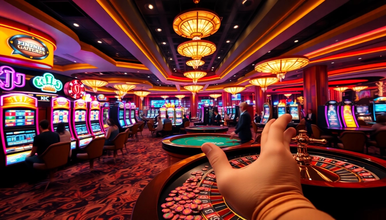KJC, players celebrate a casino win at a vibrant gaming table surrounded by excitement and luxury.