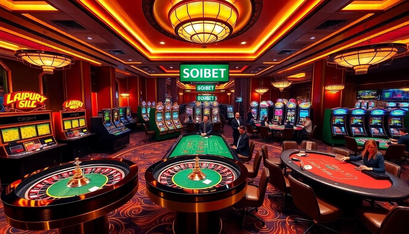 Experience thrilling gameplay at SOIBET casino with vibrant tables and excited players.