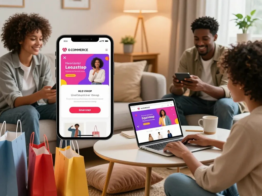 Shopping experience on https://hubet88.icu/ with diverse shoppers engaging with new product deals online.