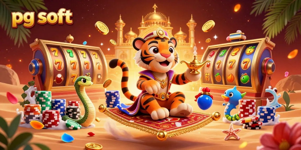 Experience pg soft gaming excitement with a vibrant Arabian-themed slot adventure illustration.