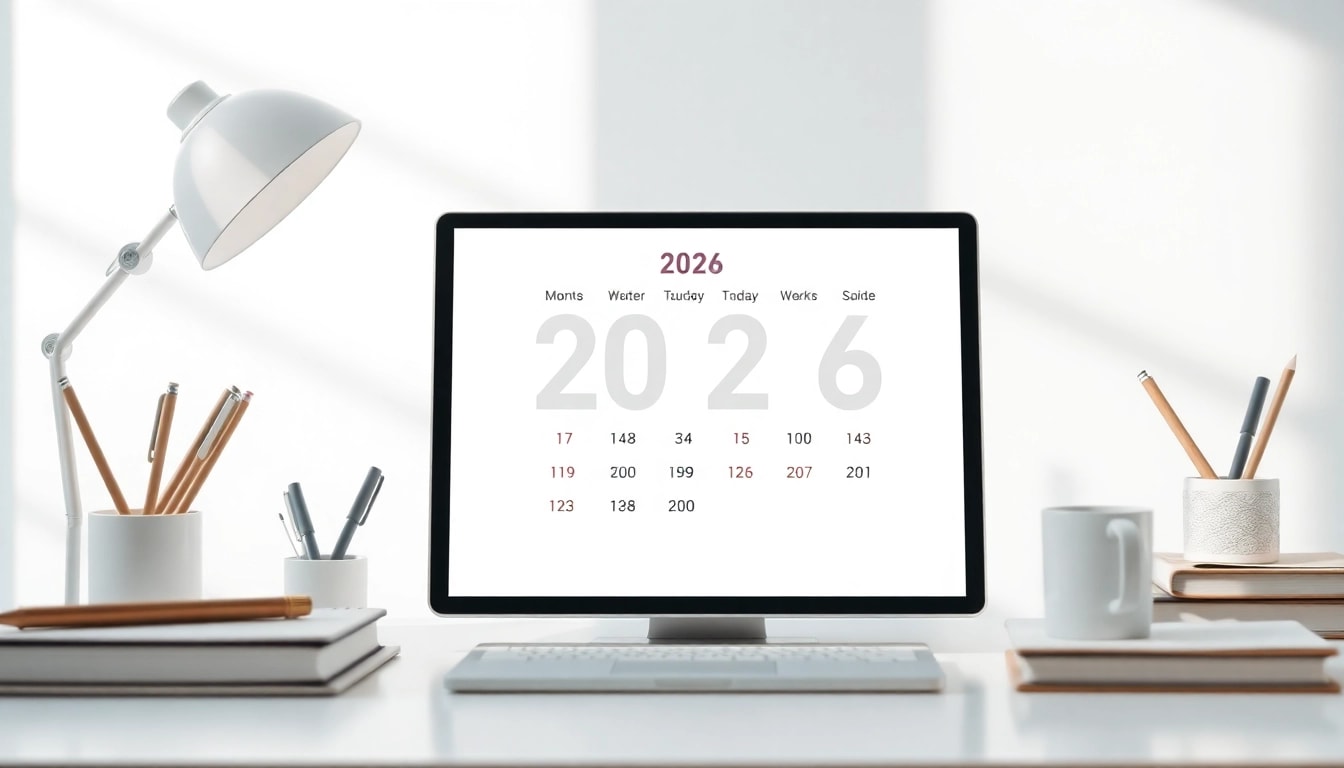 2026 calendar pdf displayed on a digital device, promoting organization and planning.