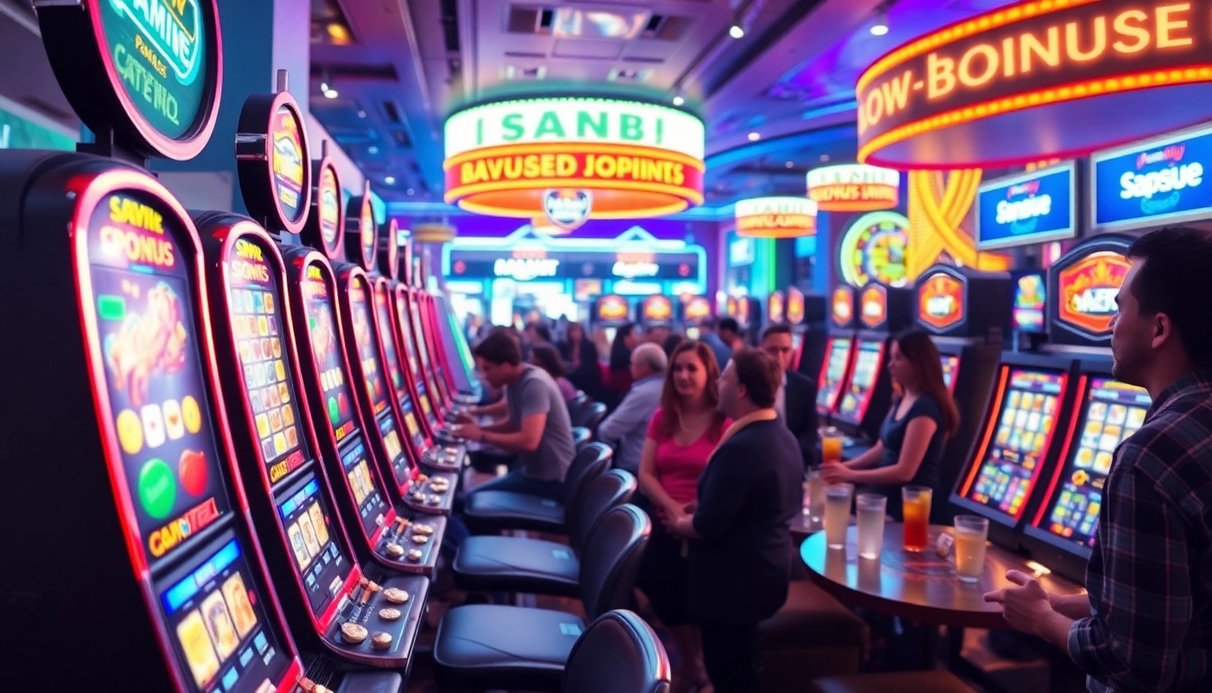 Menangkan jackpot di slot depo 1000 dengan suasana kasino yang penuh warna dan semangat.