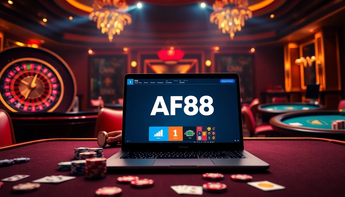 Experience thrilling online gambling at AF88 with dynamic casino tables and vibrant graphics.