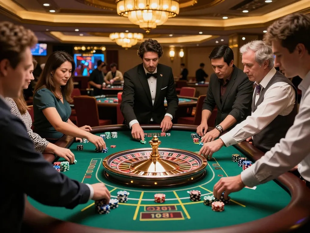 Experience the excitement of roulette gaming at https://33cc.info/ with players eagerly betting around the table.