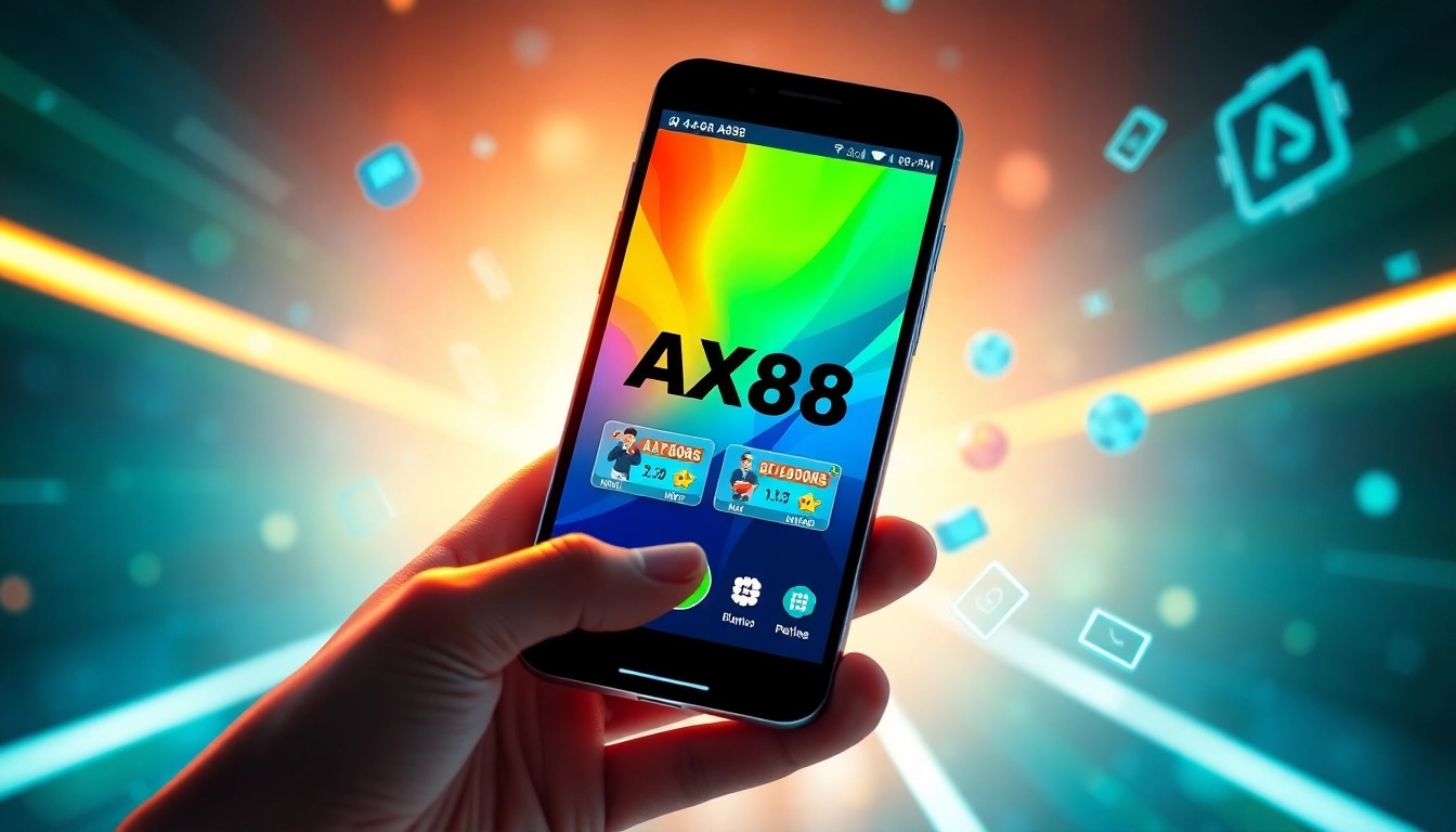 Góc nhìn hấp dẫn của giao diện AX88 APK trên smartphone, làm nổi bật thiết kế sống động dành cho người đam mê chơi game.