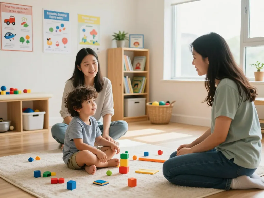 Child engaging in speech therapy at Advantage Therapy Norwes, highlighting communication and growth in a supportive environment.