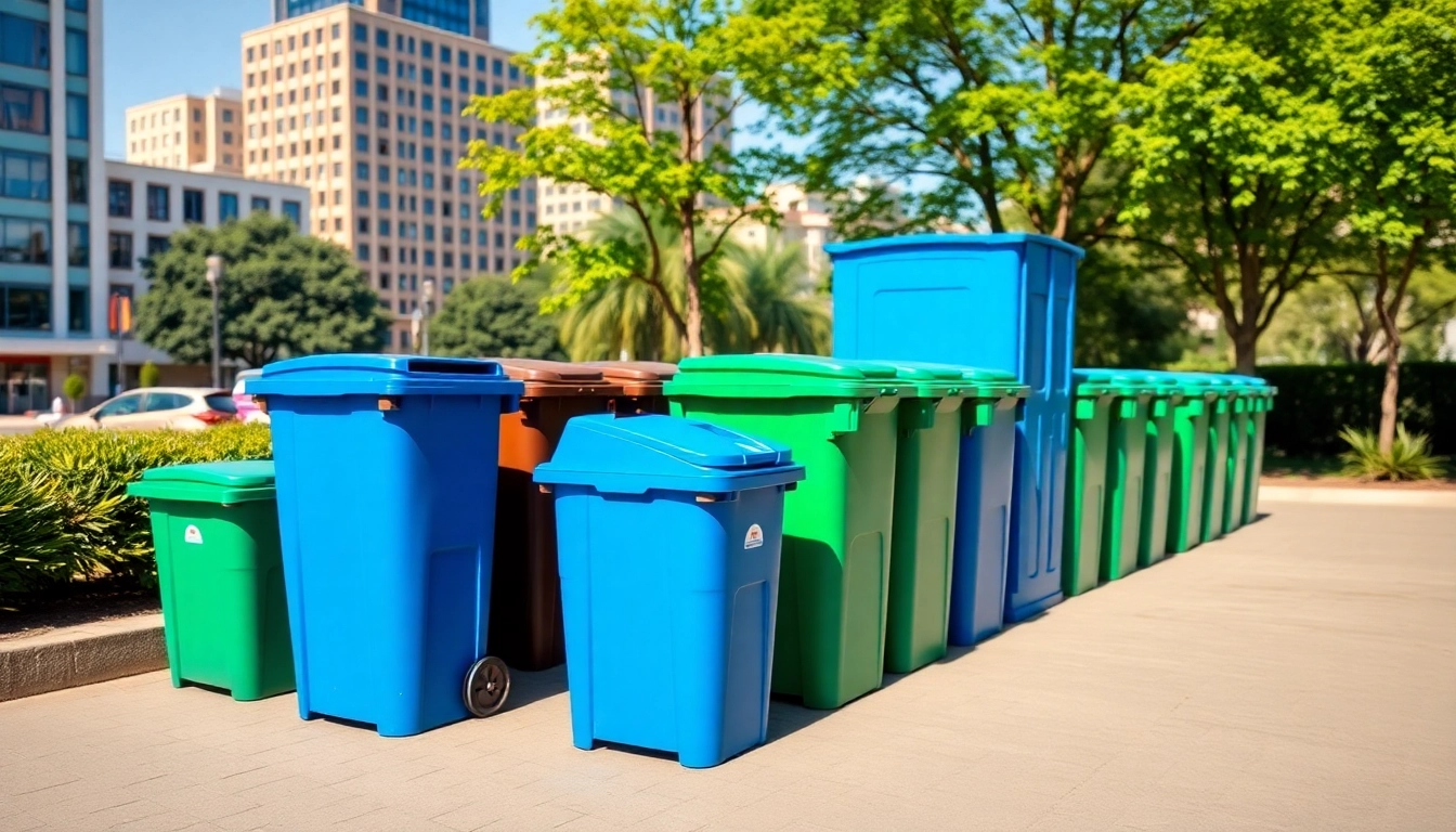 Showcasing disposal bins rental for efficient waste management in an urban setting.