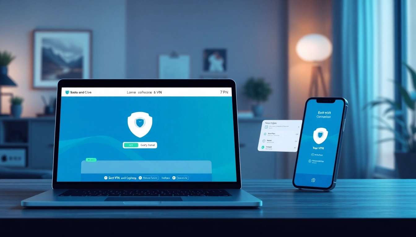 现代科技设备上的快连 VPN 界面，展示无缝连接与隐私保护。