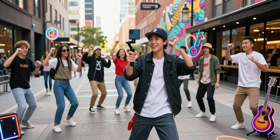 Creative TikTok creator filming a dynamic dance challenge, showcasing tips on how to gain TikTok followers in an urban setting.