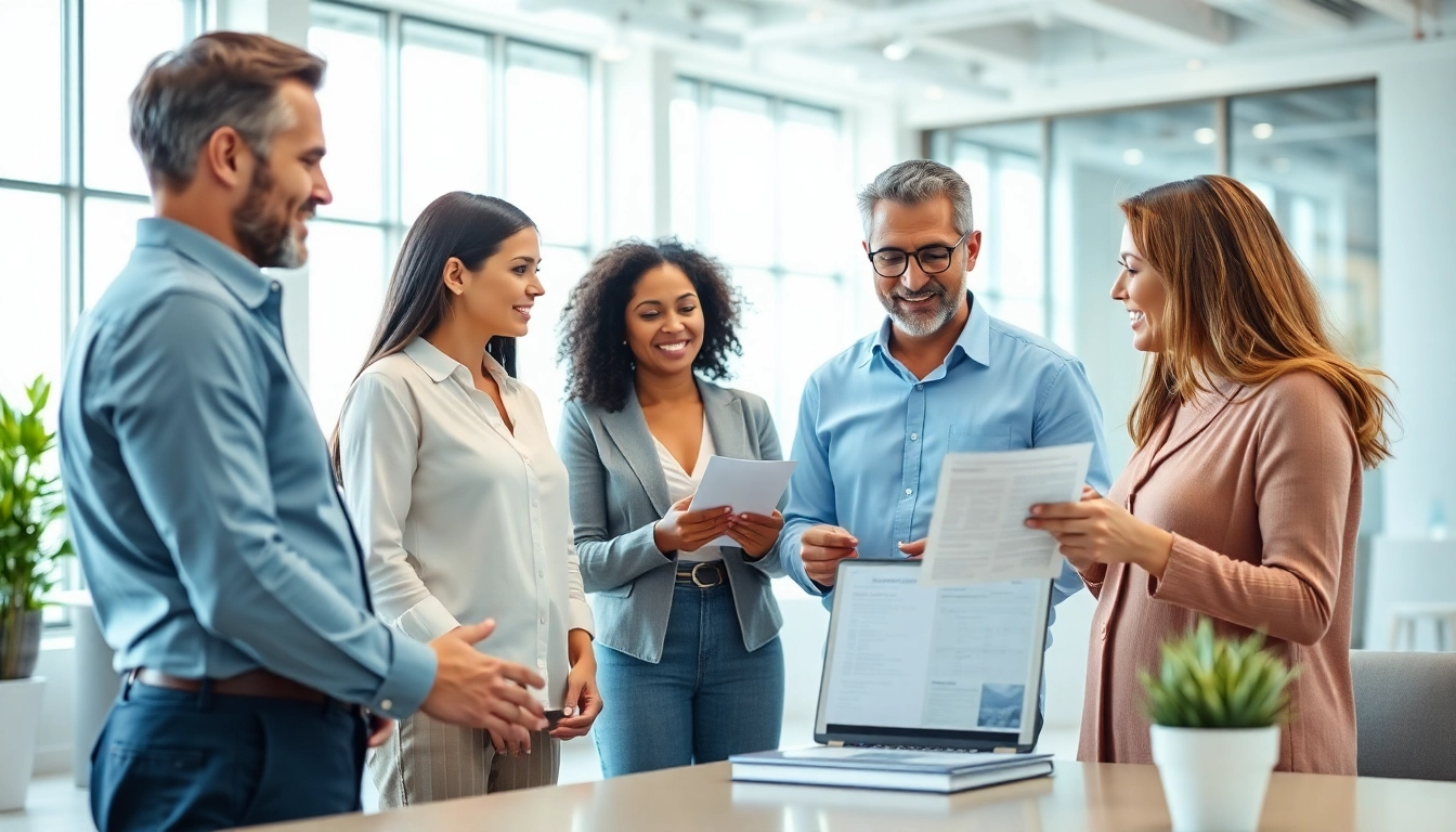 Engaging discussion about Life insurance options in a modern office setting with families and advisors.