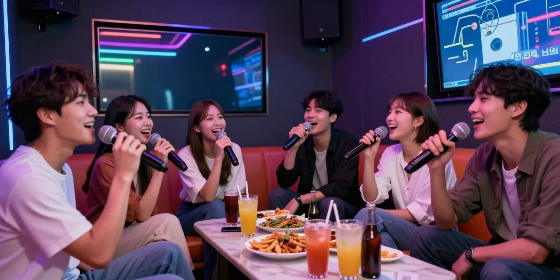 인천쓰리노에서 친구들과 함께 노래하며 즐기는 모습과 화려한 조명이 돋보이는 밤의 유흥 문화
