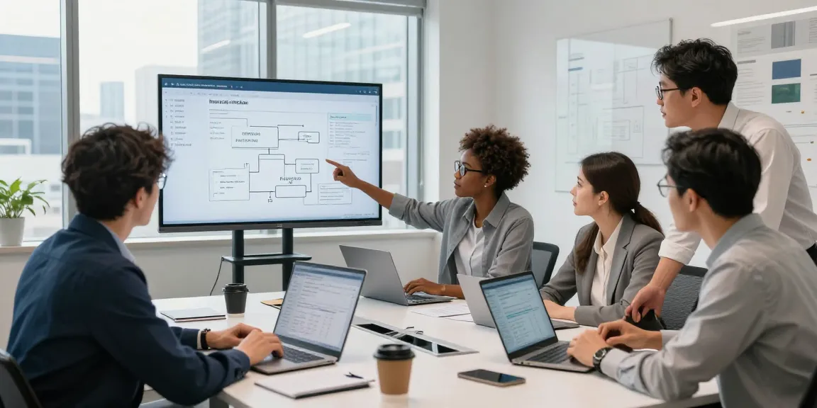 Team collaborating to detect fraud invoice using advanced AI technology in a modern office.