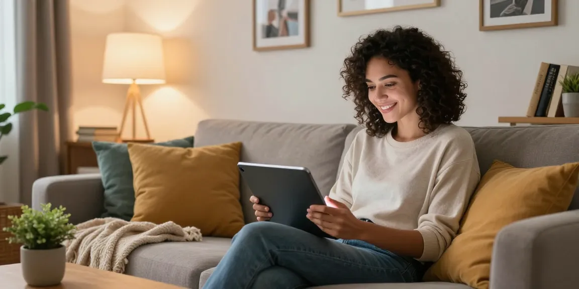 Engaging conversation with an ai girlfriend in a cozy living room setting, showcasing warmth and comfort.