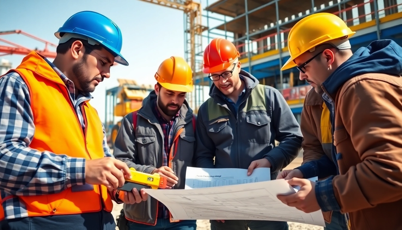 Engaged learners in a construction apprenticeship working with tools on-site.