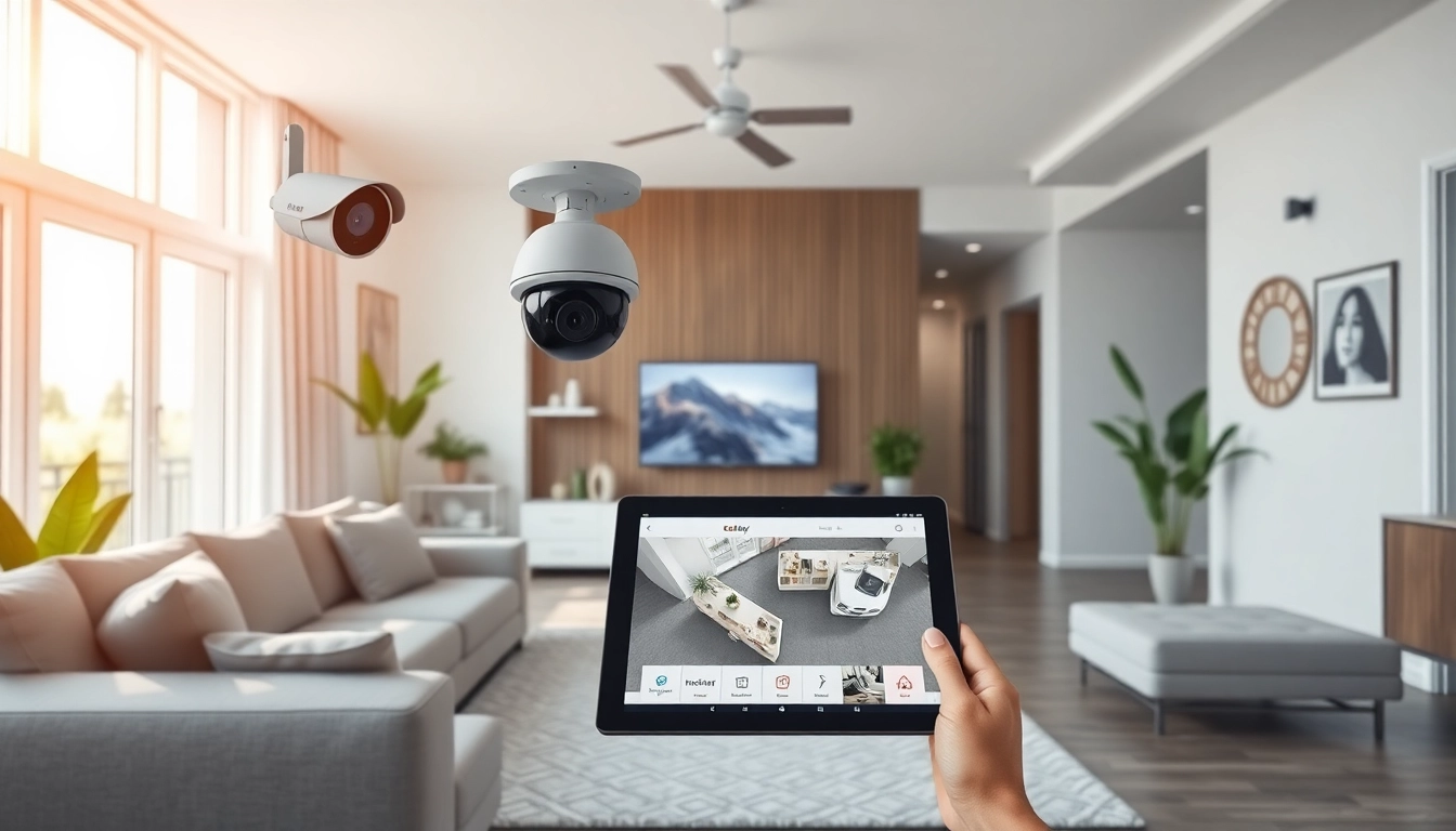 Hogar seguro con cámaras de seguridad avanzadas y sistemas inteligentes para supervisar la seguridad.
