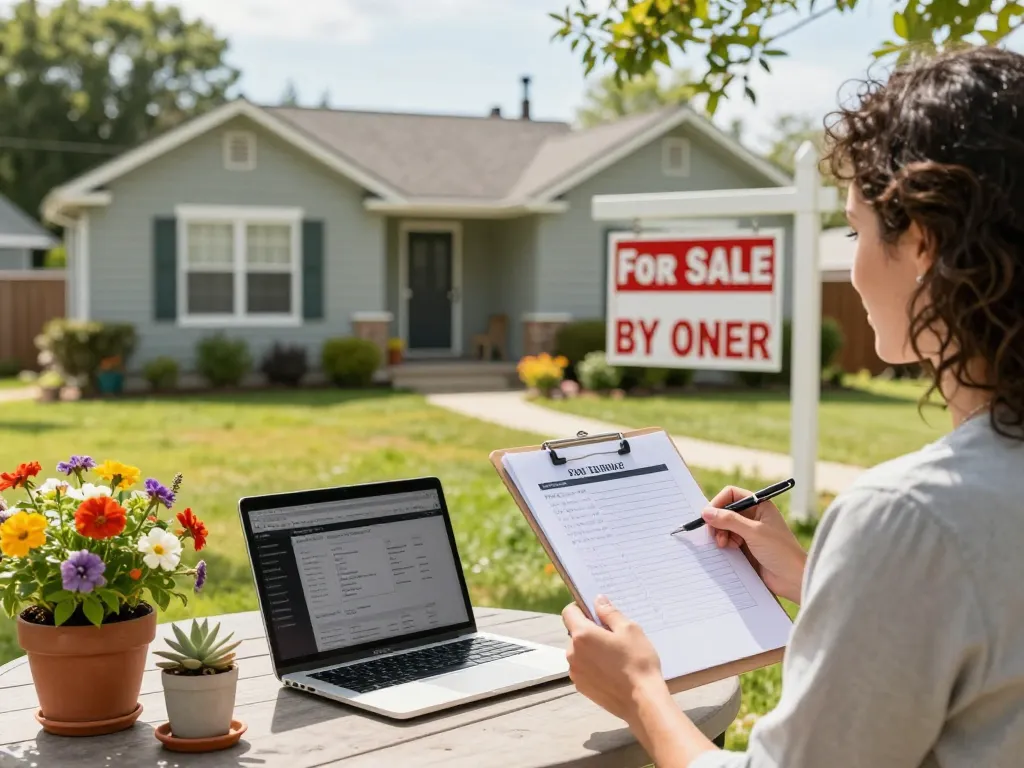 Sell house without realtor sign in front of a vibrant home, showcasing the DIY selling process.