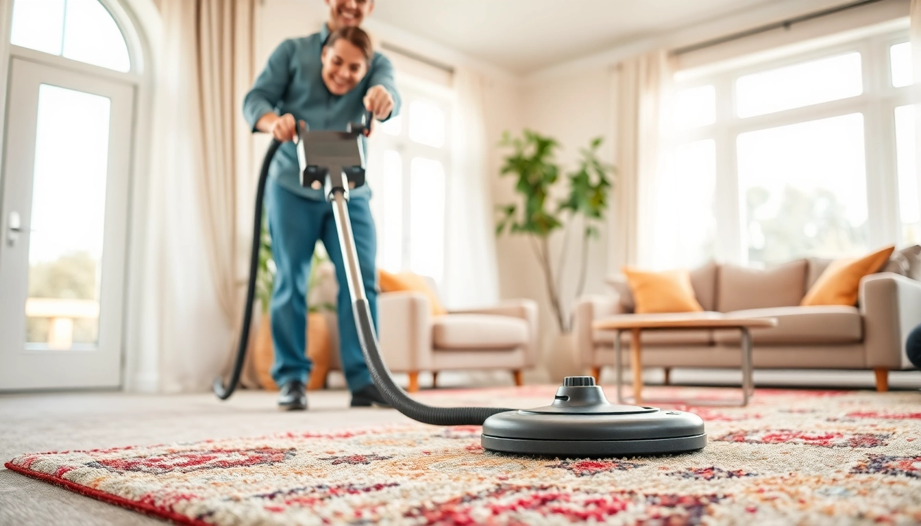 Carpet cleaners Roseville CA using state-of-the-art equipment in a bright living room.