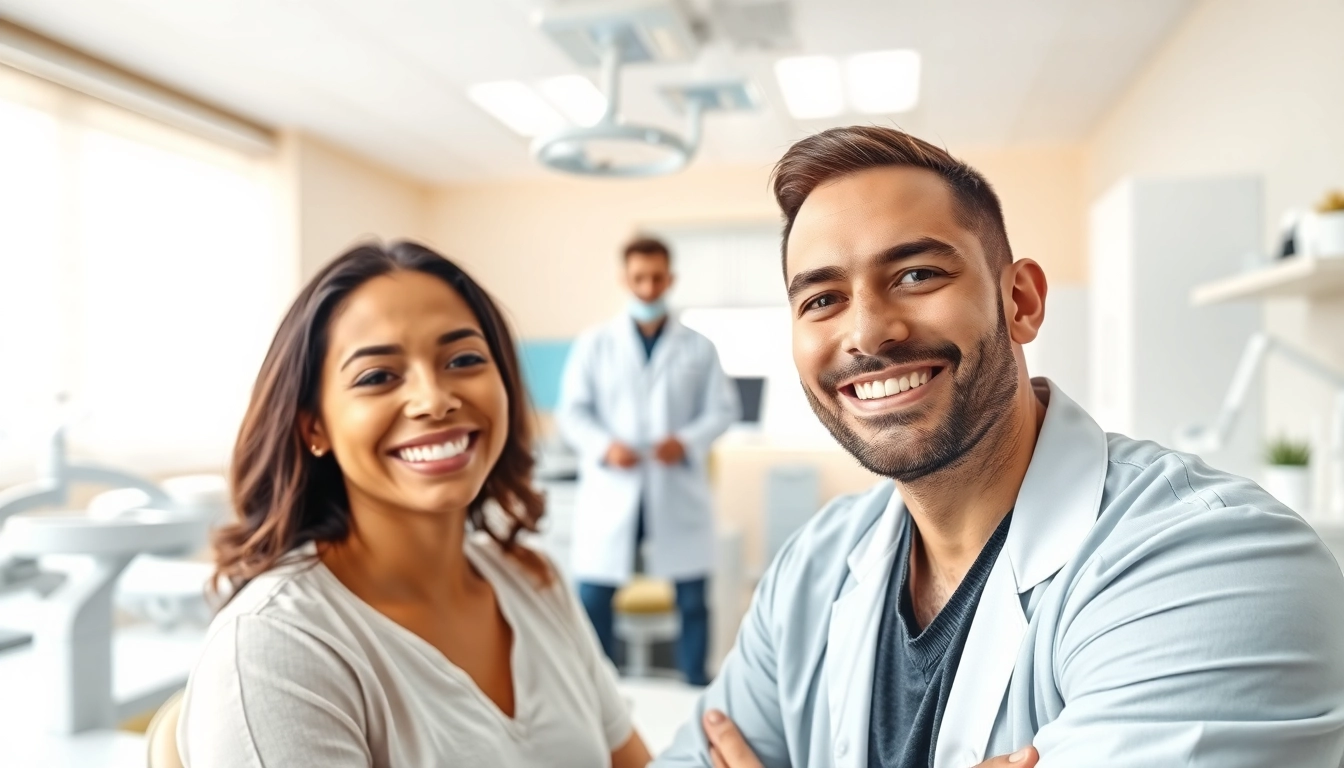 Dentist interacting with a patient in a modern dental office, emphasizing comfort and care.