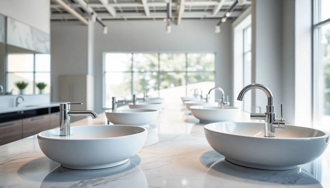 Die Produkte von sonni sanitär GmbH in einem modernen Badezimmer-Showroom, elegant und einladend gestaltet.