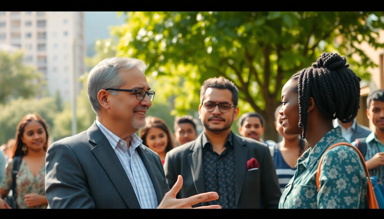Philanthropist actively engaging with community leaders to foster positive change.