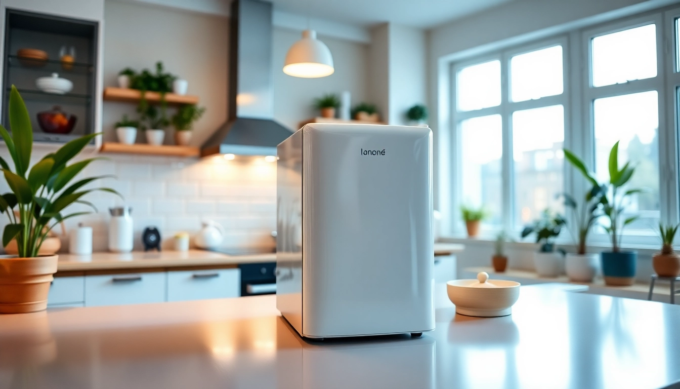 Showcase of an affordable mini fridge and freezer in a bright kitchen, combining functionality and style.