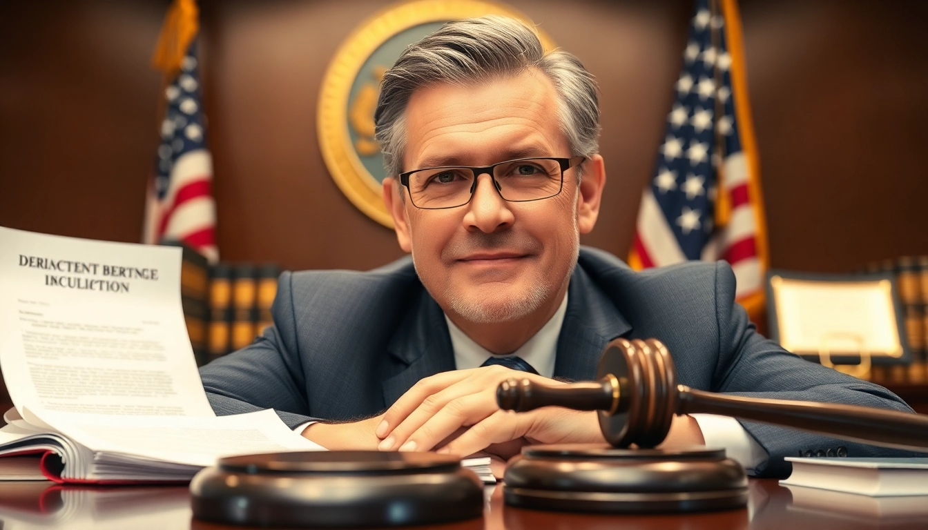 Clearwater truck accident attorney confidently presenting a case in court with legal documents.