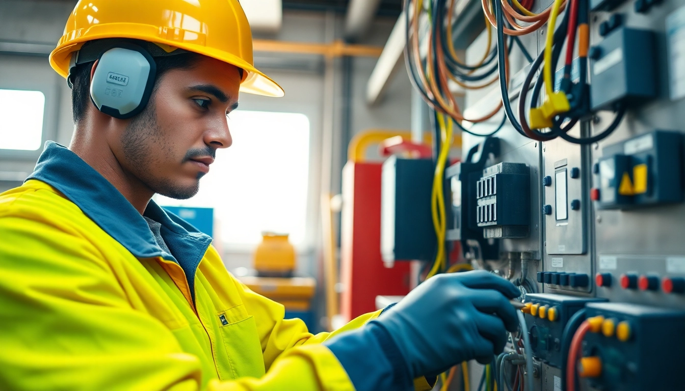 Electrician apprenticeship in action with a dedicated apprentice learning hands-on skills.