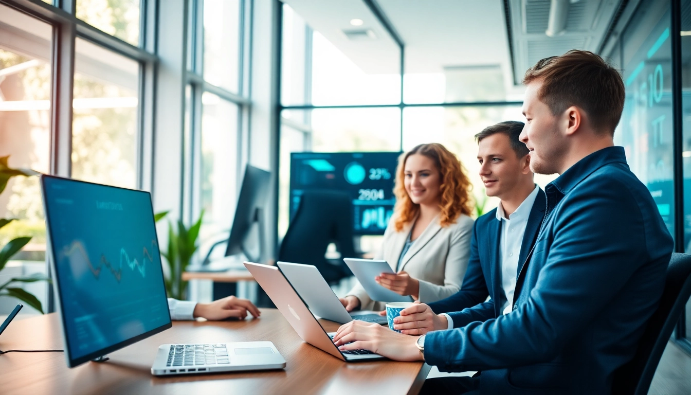 Streamlined team delivering managed IT services near me within a modern office.