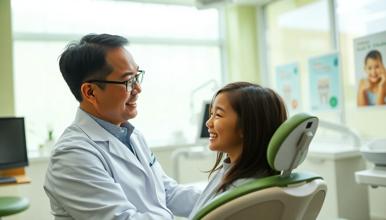 Orthodontist Edmonton in a modern clinic with a young smiling patient and advanced equipment.
