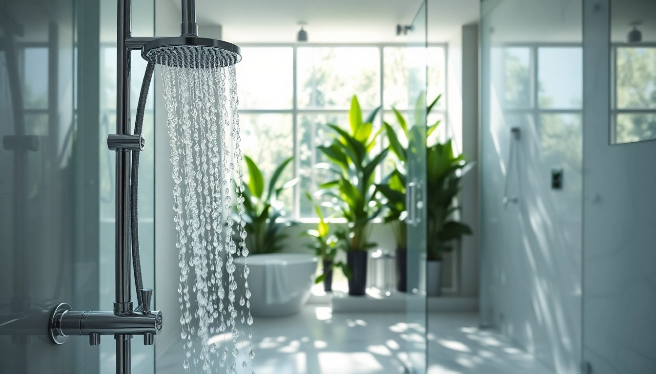 Experience elegant showers with luxurious fixtures and natural lighting in a beautiful bathroom.