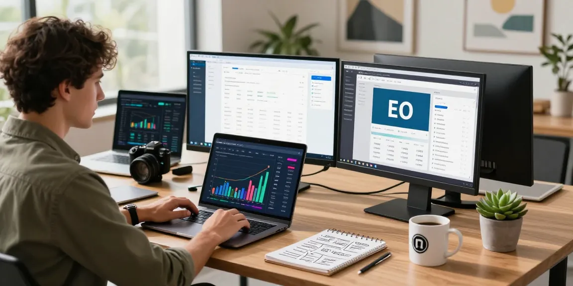 Engaging digital marketing workspace showcasing scenadomen.pl analytics and strategies.