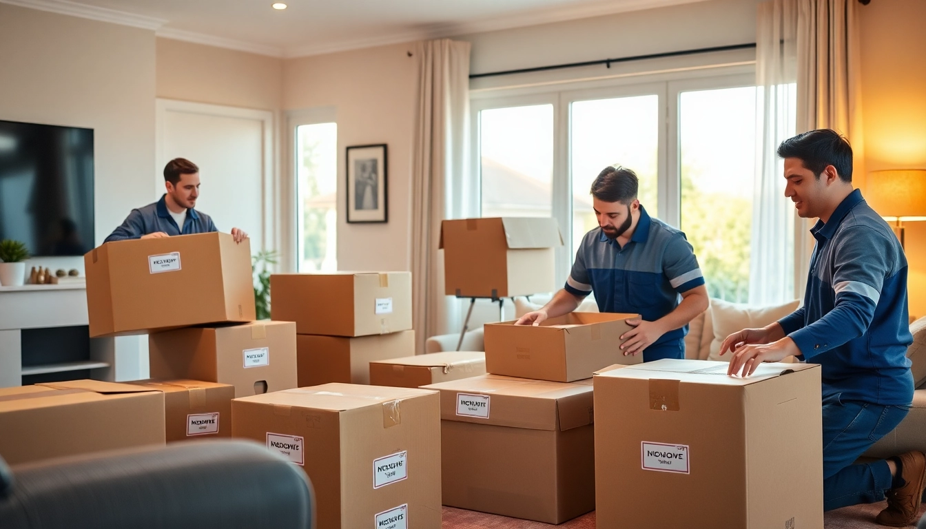 Packing up belongings for a provincial moving service, showcasing professional movers at work.